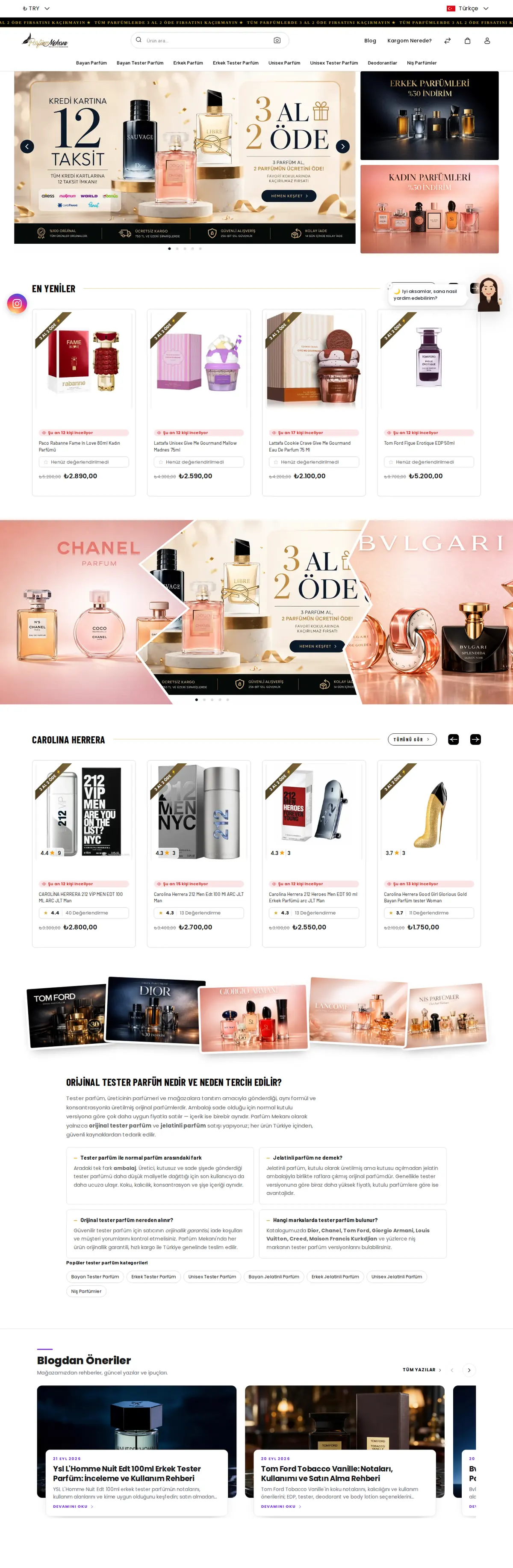 parfummekani.com ana sayfası (masaüstü)